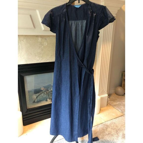 Draper James Women’s Blue Jean Wrap Style Short Sleeve Dress Size 6 - Picture 1 of 10